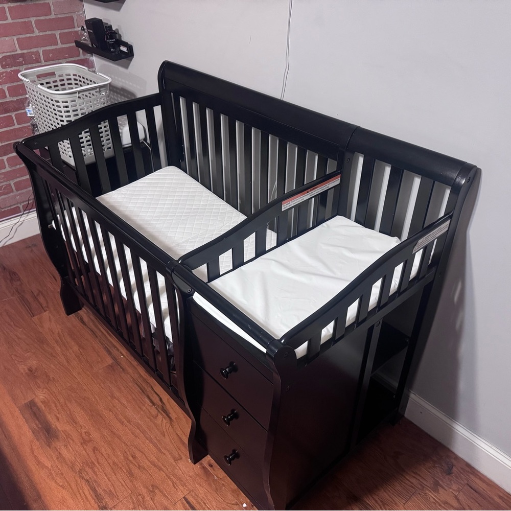 Amazon Black Convertible Crib with Storage!